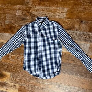Men's 1901 Trim Fit Men’s Button-Down Shirt. Blue & White Checked. Size 15 32-33